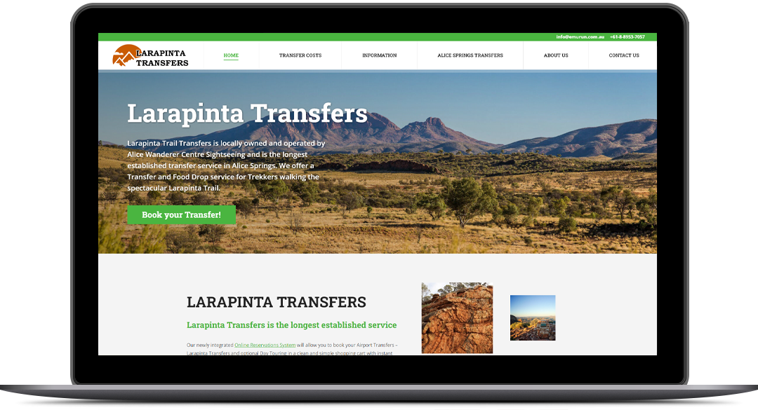 Responsive WordPress Website Design for Larapinta Transfers By Brandbees.net