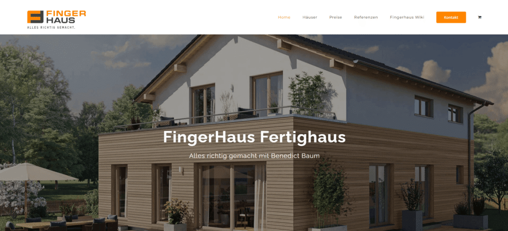 Fertighausanbieter Fingerhaus Spezialist website homepage screenshot