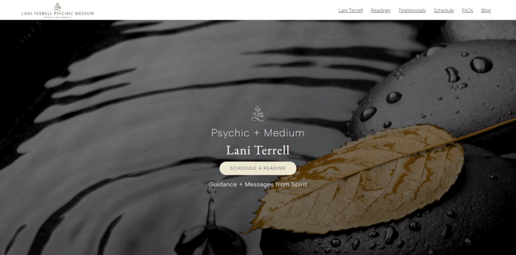 Lani Terrell Psychic Medium Readings Spokane website homepage screenshot