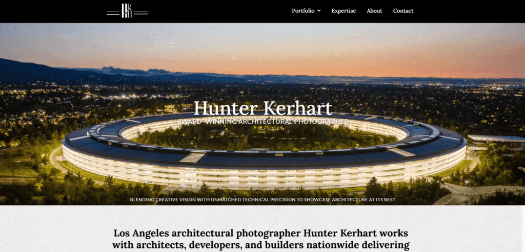 Los Angeles Architectural Photographer Hunter Kerhart website homepage screenshot