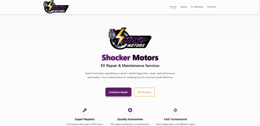 Shocker Motors website homepage screenshot