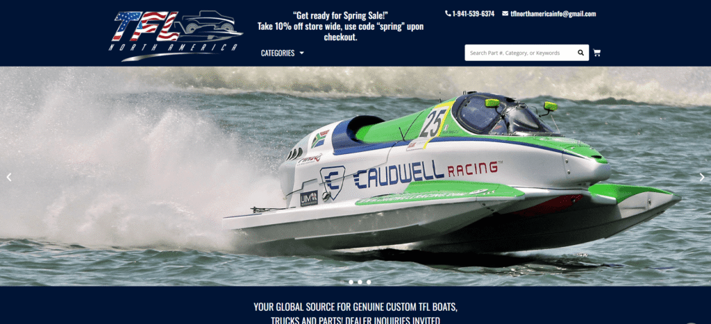 TFL North America website homepage screenshot