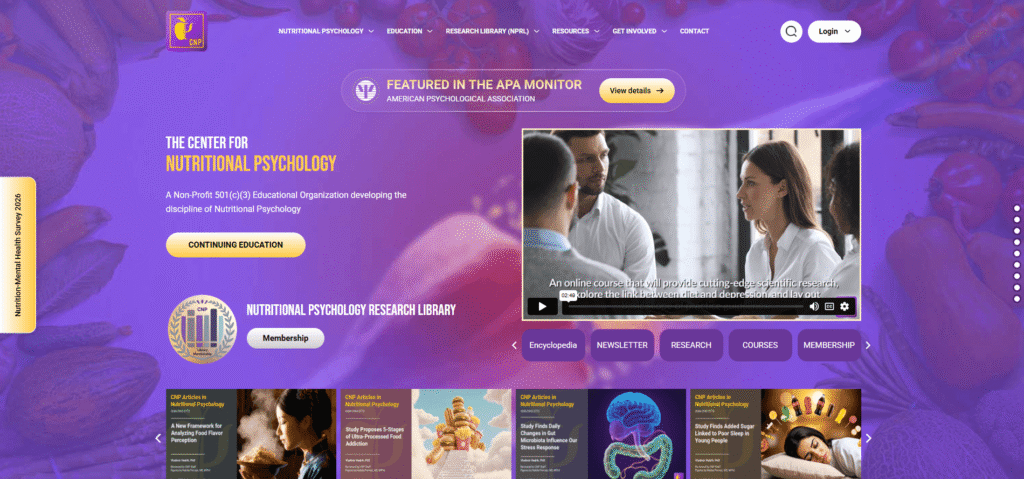 The-Center-for-Nutritional-Psychology website homepage screenshot